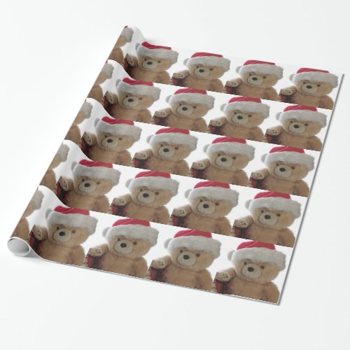 Santa bear with little bear wrapping paper