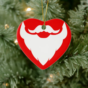 Santa beard moustache gift red & white ornament