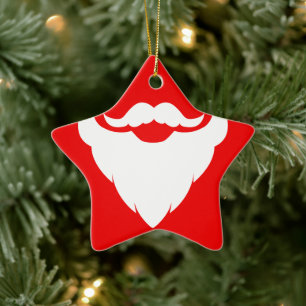 Santa beard moustache gift red & white ornament
