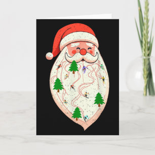 Santa Beard Skiing Christmas Ski Xmas Holiday Skii Card
