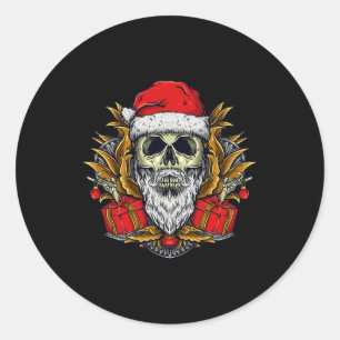 Santa Bearded Skull Christmas Pajama Cool Skeleton Classic Round Sticker