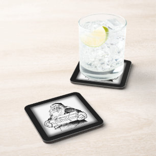 Santa Bearing Gifts Vintage Frame Square Coasters