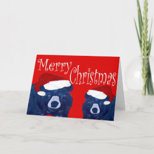 Santa bears Christmas Holiday greeting cards. Card