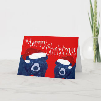 Santa bears Christmas Holiday greeting cards. Card