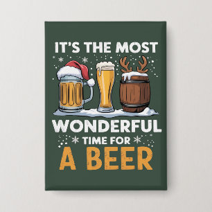 Santa Beer Christmas Party Drinking Family Gifts Button