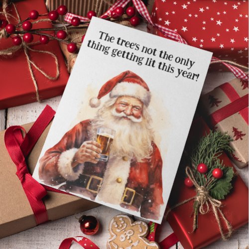 Santa Beer Lover Funny  Holiday Card