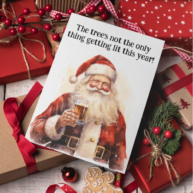 Santa Beer Lover Funny  Holiday Card (Creator Uploaded)