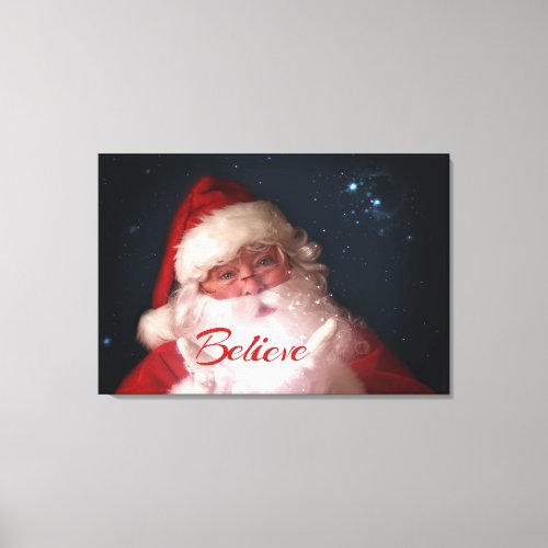 Santa Believe Christmas Art Canvas Print