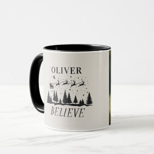 Santa believe Christmas traditional beige photo Mug