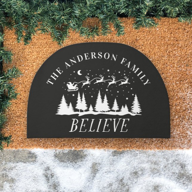 Santa believe Christmas traditional black  Doormat (Creator Uploaded)