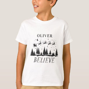 Santa believe Christmas traditional black photo T-Shirt