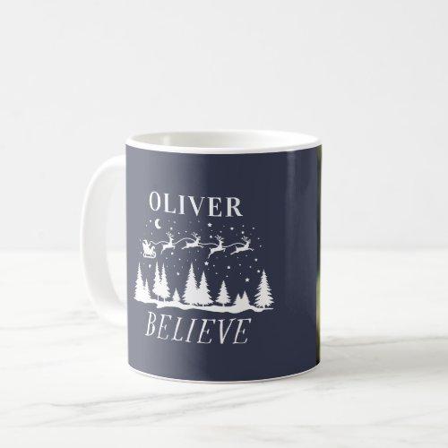 Santa believe Christmas traditional navy photo Coffee Mug