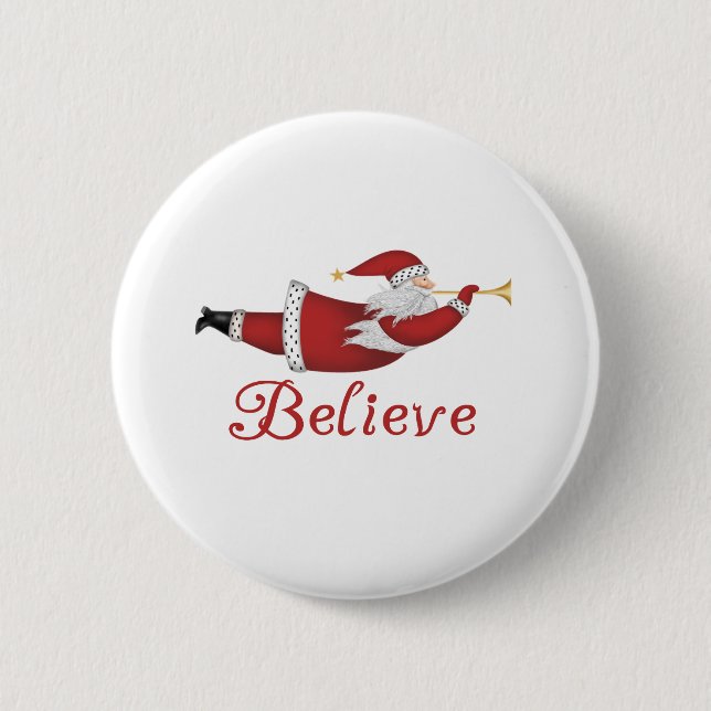 Santa Believe Pinback Button (Front)