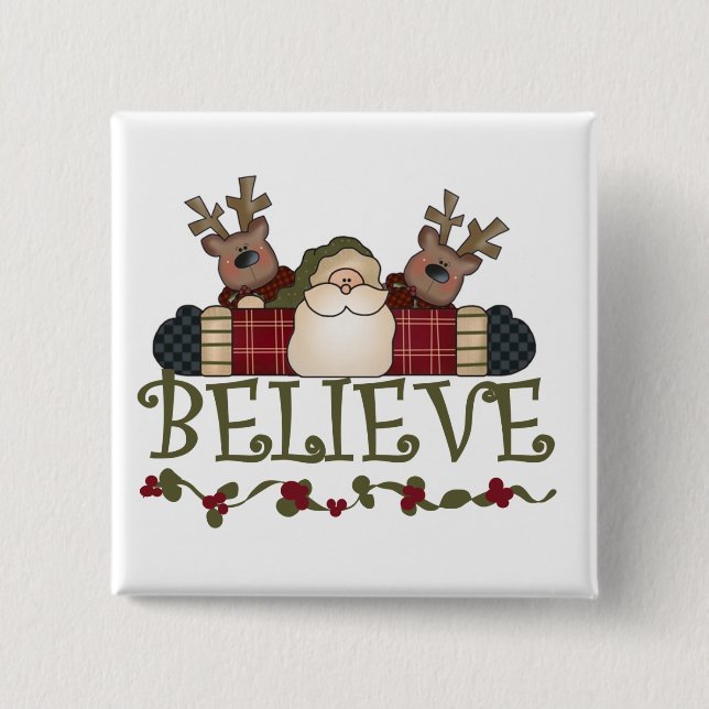 Santa Believe T-shirts and Gifts Pinback Button (Front)