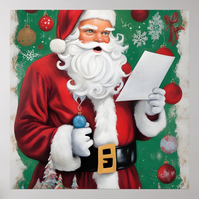 "Santa Believes" Christmas Poster - Holiday Art (Front)
