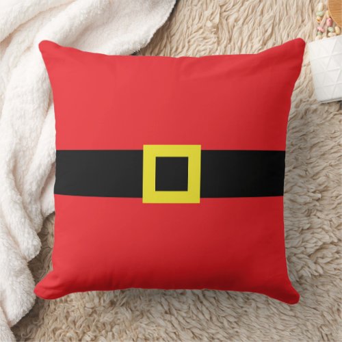 Santa Belly Belt Buckle Cute Fun Holiday Christmas Throw Pillow