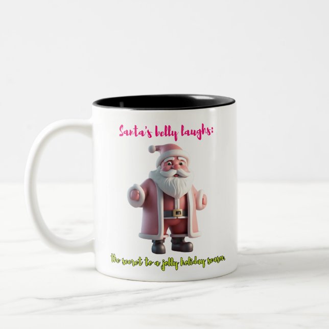Santa Belly Laughs  Two-Tone Coffee Mug (Left)