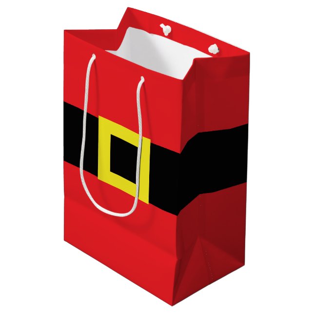 Santa Belt Buckle Belly Red Black Yellow Cute Medium Gift Bag (Front Angled)