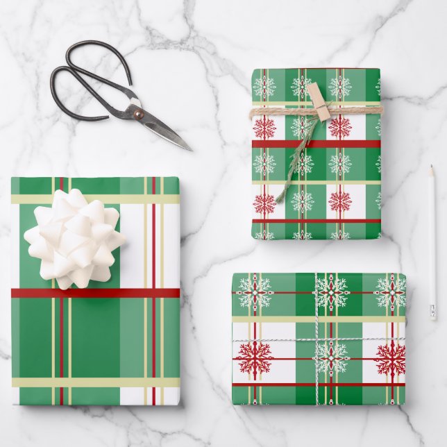 Santa Belt Plaid Christmas | Festive Holiday Gift Wrapping Paper Sheets (Front)