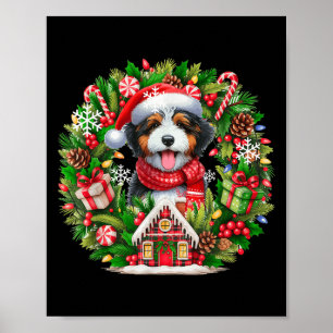 Santa Bernedoodle Christmas Floral Circle Owner Ki Poster