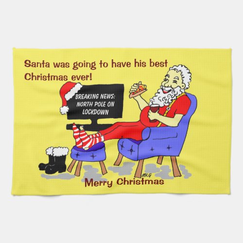 Santa Best Christmas Ever Funny Cartoon Kitchen Towel