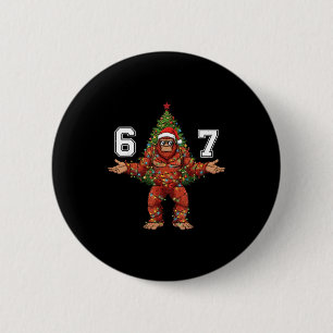 Santa Bigfoot 67 Christmas Tree Xmas Lights Funny Button