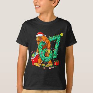Santa Bigfoot 67 Christmas Tree Xmas Lights Funny T-Shirt