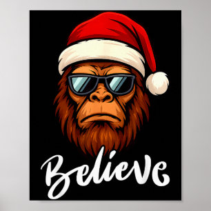 Santa Bigfoot Christmas Funny Sasquatch Believe Xm Poster