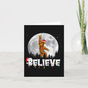 Santa Bigfoot Christmas Light Funny Believe Card