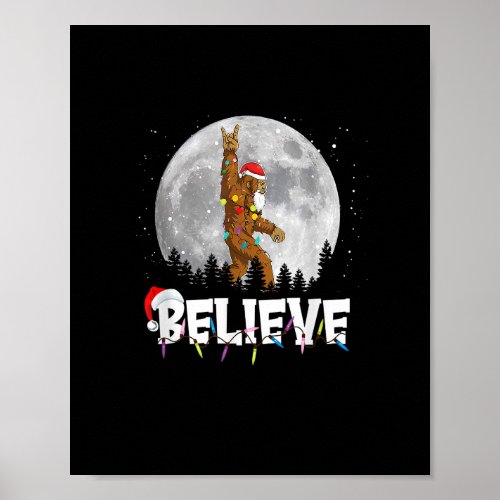 Santa Bigfoot Christmas Light Funny Sasquatch Beli Poster