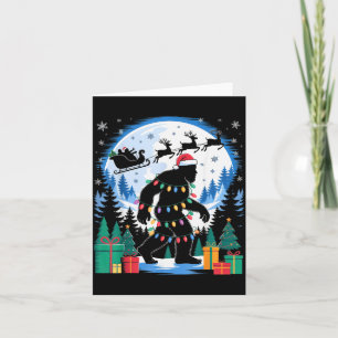 Santa Bigfoot Christmas Lights Funny Sasquatch Bel Card