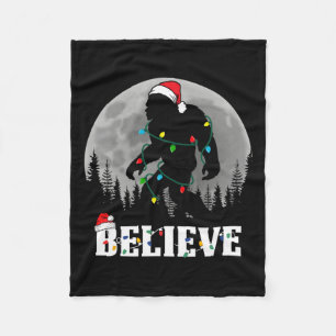Santa Bigfoot Christmas Lights Funny Sasquatch Bel Fleece Blanket