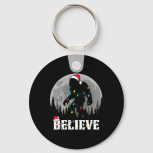 Santa Bigfoot Christmas Lights Funny Sasquatch Bel Keychain