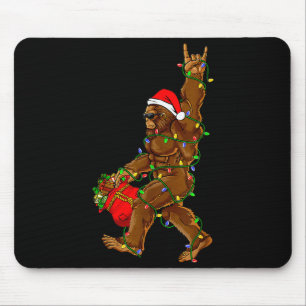 Santa Bigfoot Christmas Lights Funny Sasquatch Bel Mouse Pad