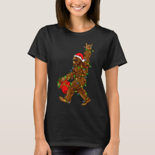 Santa Bigfoot Christmas Lights Funny Sasquatch Bel T-Shirt