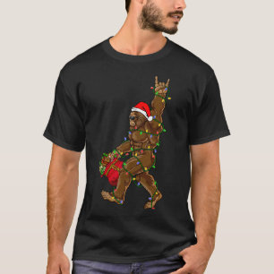 Santa Bigfoot Christmas Lights Rock Fun Sasquatch  T-Shirt