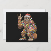 Santa Bigfoot Christmas Lights Rock Funny 