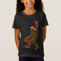 Santa Bigfoot Christmas Lights Rock Funny Sasquatc