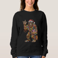 Santa Bigfoot Christmas Lights Rock Funny
