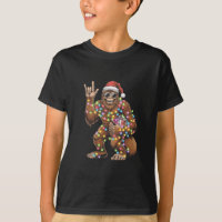 Santa Bigfoot Christmas Lights Rock Funny