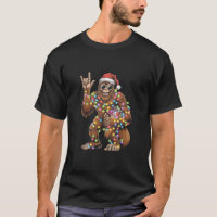 Santa Bigfoot Christmas Lights Rock Funny
