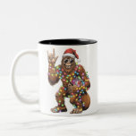 Santa Bigfoot Christmas Lights Rock Funny  Two-Tone Coffee Mug<br><div class="desc">Santa Bigfoot Christmas Lights Rock Funny Sasquatch Believe</div>