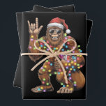Santa Bigfoot Christmas Lights Rock Funny  Wrapping Paper Sheets<br><div class="desc">Santa Bigfoot Christmas Lights Rock Funny Sasquatch Believe</div>