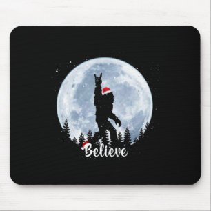 Santa Bigfoot Christmas Rock Roll Sasquatch Believ Mouse Pad