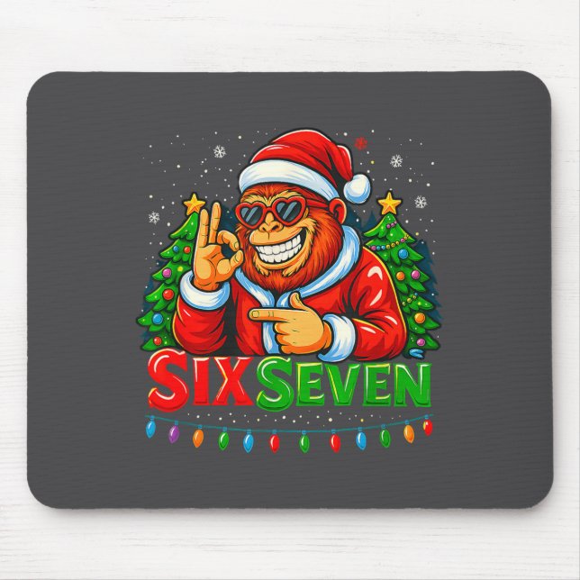 Santa Bigfoot Christmas Sasquatch 67 Funny Meme Si Mouse Pad (Front)