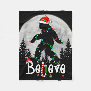 Santa Bigfoot Christmas Sasquatch Believe Xmas Men Fleece Blanket