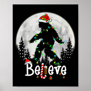 Santa Bigfoot Christmas Sasquatch Believe Xmas Men Poster