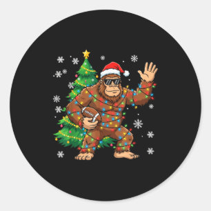Santa Bigfoot Christmas Tree Funny Football Sasqua Classic Round Sticker