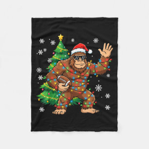 Santa Bigfoot Christmas Tree Funny Football Sasqua Fleece Blanket