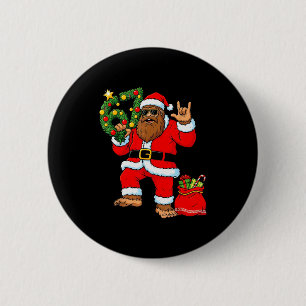 Santa Bigfoot Christmas Tree Sasquatch 67 Six Seve Button